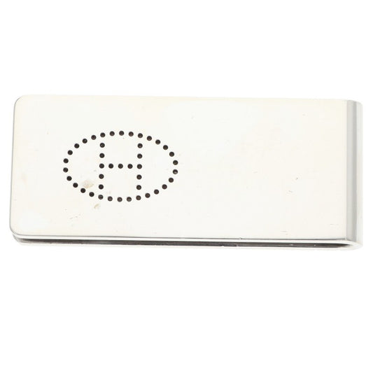HERMES Evelyne Punching H Logo Silver Money Clip