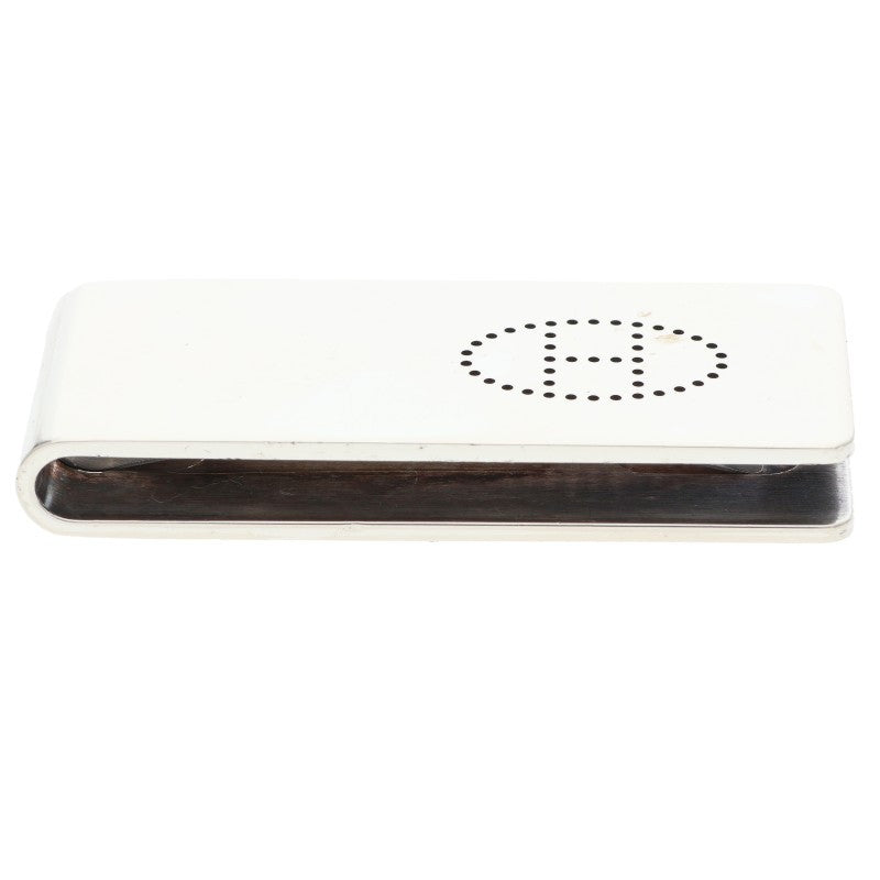 HERMES Evelyne Punching H Logo Silver Money Clip