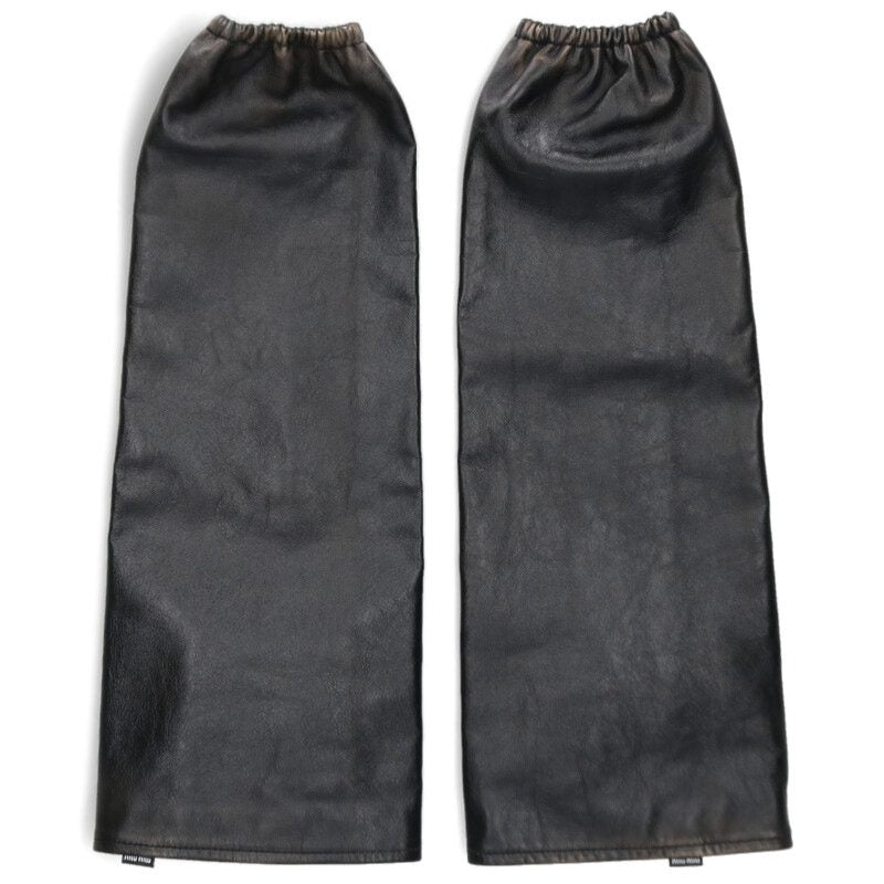 miumiu MPY058 S000 Leather Arm Warmers Black Size 38