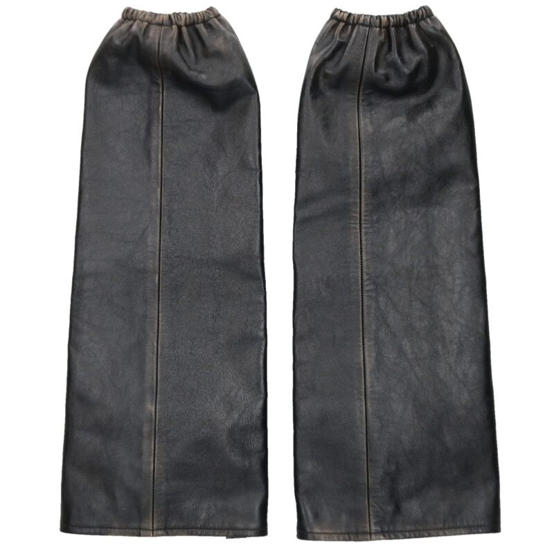 miumiu MPY058 S000 Leather Arm Warmers Black Size 38
