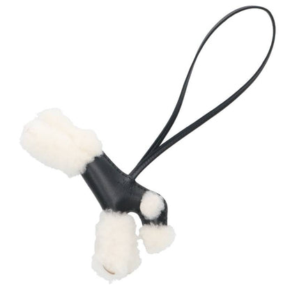 HERMES Black/White Buddy Charm K Stamp Size ONE SIZE