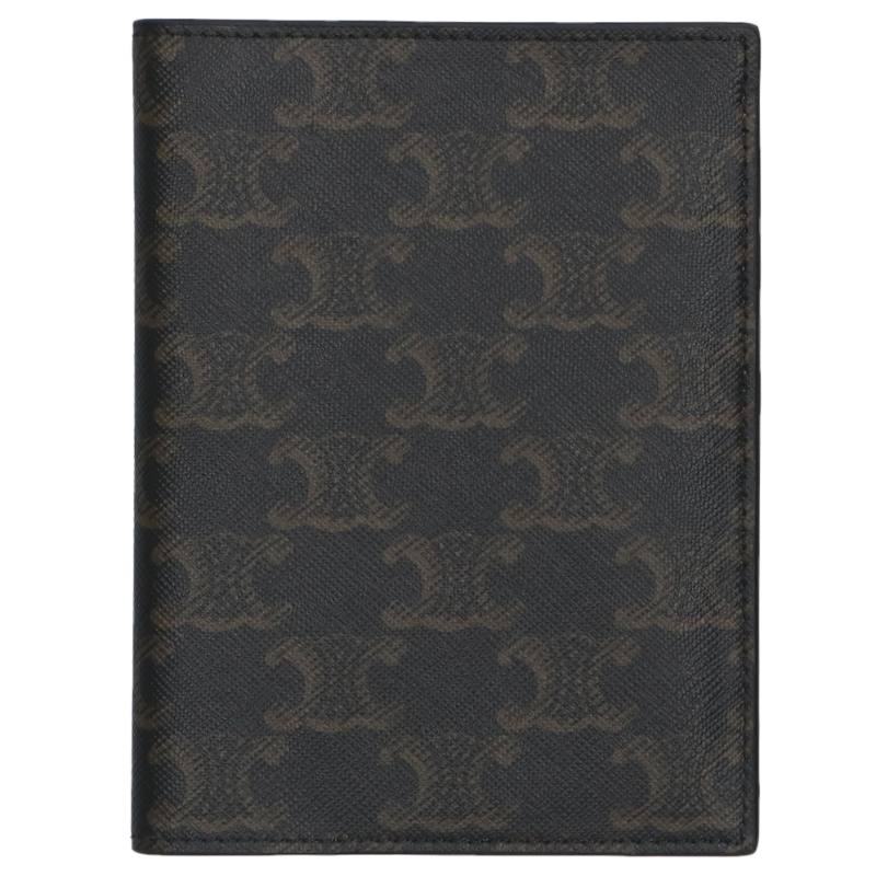CELINE Triomphe Canvas Passport Holder Brown Size ONE SIZE
