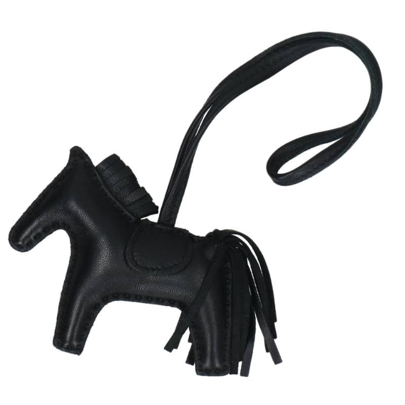HERMES Rodeo PM Leather Bag Charm Black Size ONE SIZE