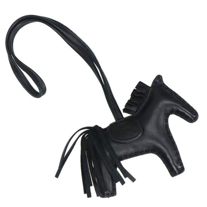 HERMES Rodeo PM Leather Bag Charm Black Size ONE SIZE