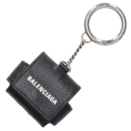 BALENCIAGA Logo Leather Earphone Case Black