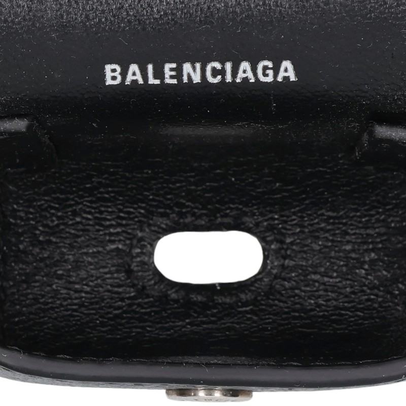 BALENCIAGA Logo Leather Earphone Case Black