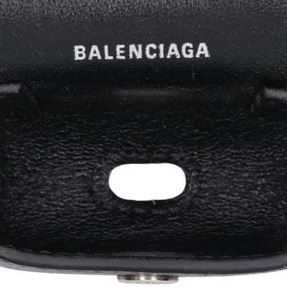 BALENCIAGA Logo Leather Earphone Case Black