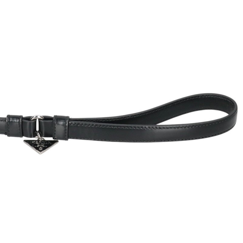 PRADA Triangle Logo Retractable Holder Black Belt