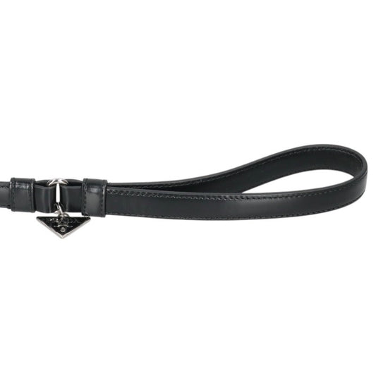 PRADA Triangle Logo Retractable Holder Black Belt Size ONE SIZE