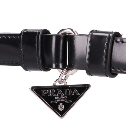PRADA Triangle Logo Retractable Holder Black Belt