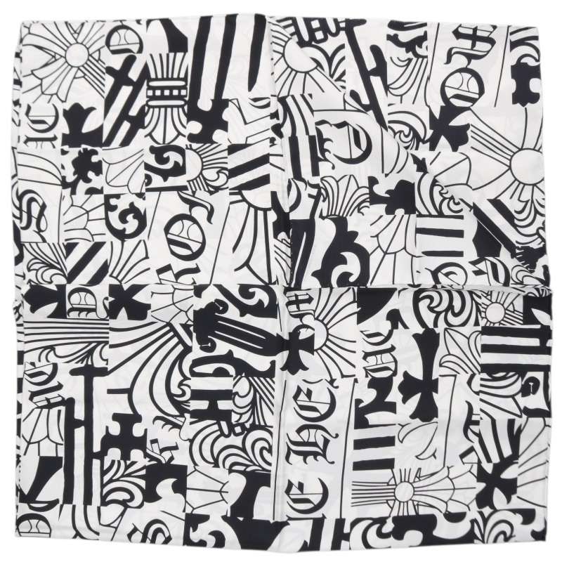 Chrome Hearts Silk Logo Print White Black Scarf Size ONE SIZE