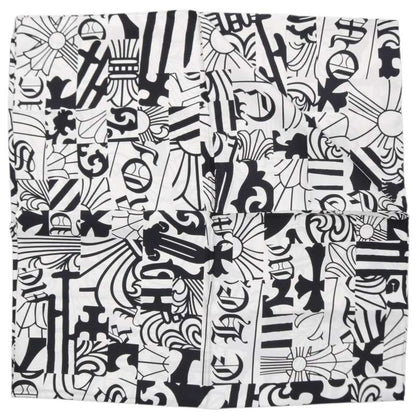 Chrome Hearts Silk Logo Print White Black Scarf Size ONE SIZE