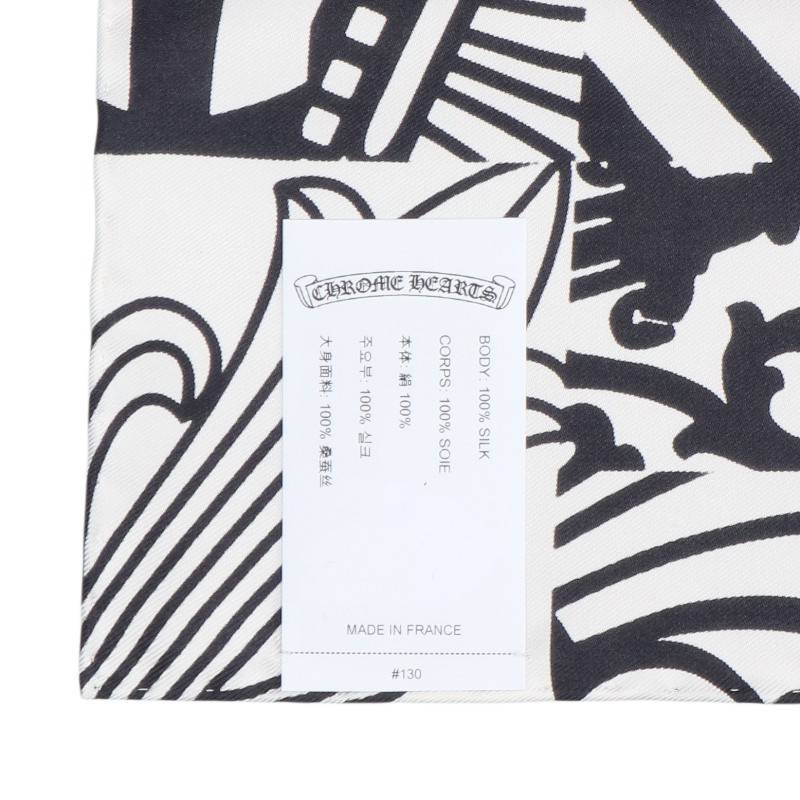 Chrome Hearts Silk Logo Print White Black Scarf Size ONE SIZE