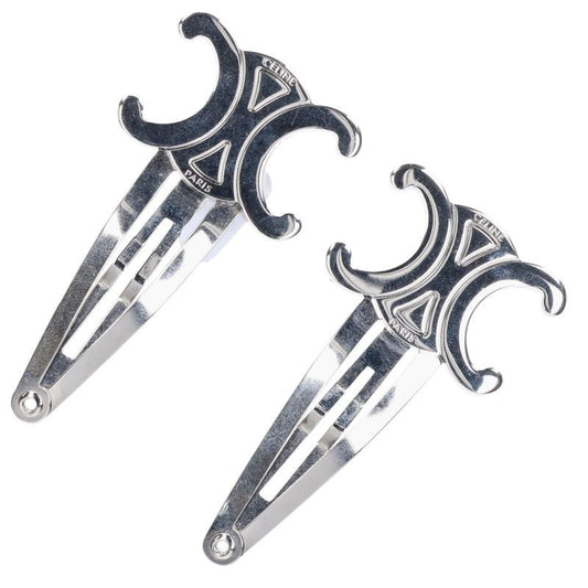 CELINE Triomphe Design Hair Clip Silver