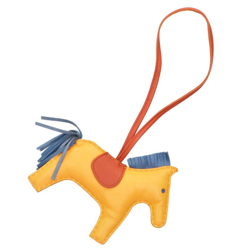 HERMES Rodeo Leather Bag Charm Brown Size MM