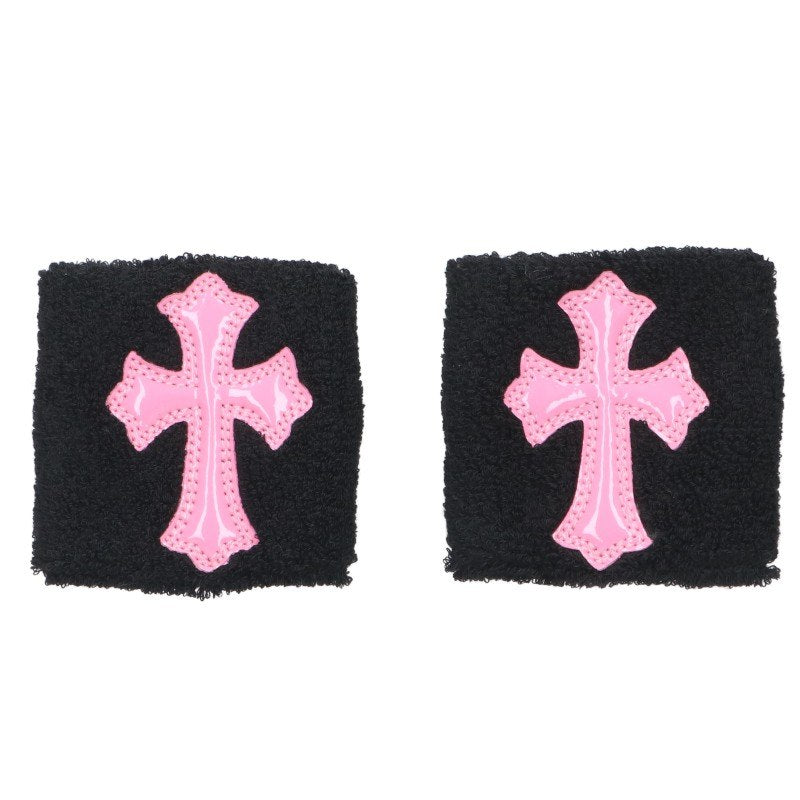 Chrome Hearts Patent Cross Patch Black Pink Size 7CM