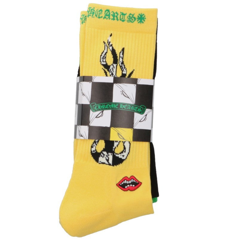 Chrome Hearts FOTI Chomper 3-Pack Cotton Blend Socks Size M