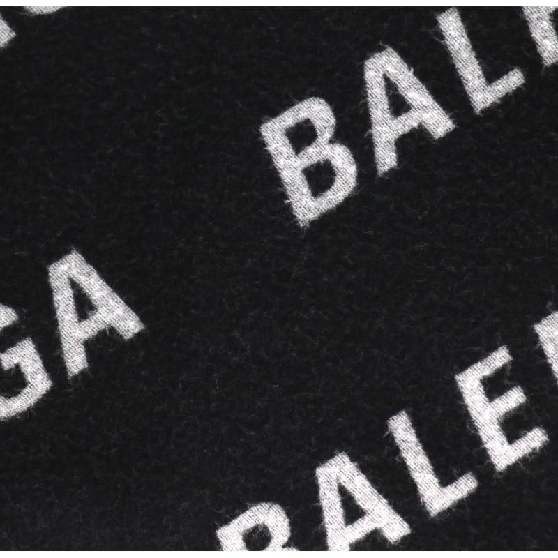 BALENCIAGA Black/Gray Logo Wool Scarf