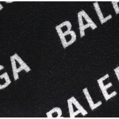 BALENCIAGA Black/Gray Logo Wool Scarf