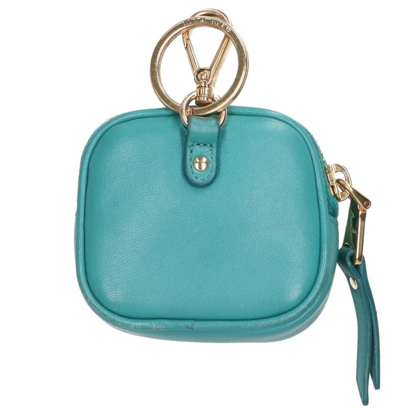 miumiu Logo Mini Pouch Keychain Light Green/Gold