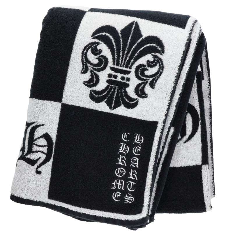 Chrome Hearts All-Over Logo Cotton Beach Towel Black/White