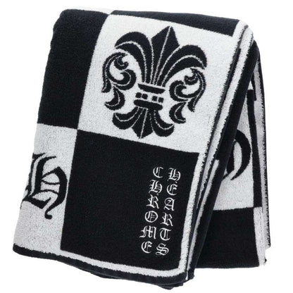 Chrome Hearts All-Over Logo Cotton Beach Towel Black/White