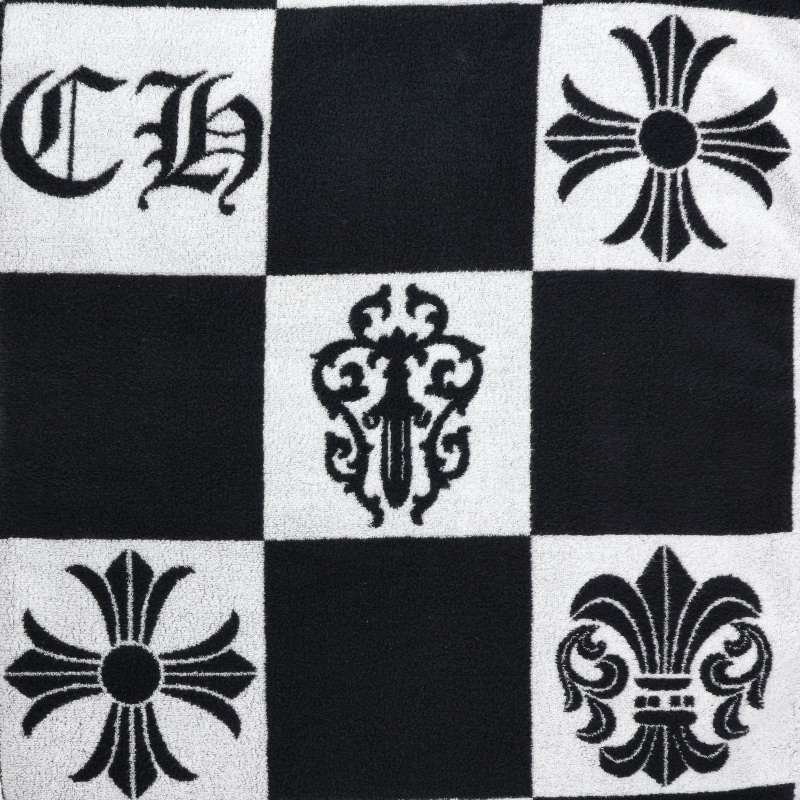 Chrome Hearts All-Over Logo Cotton Beach Towel Black/White