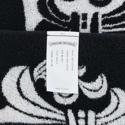 Chrome Hearts All-Over Logo Cotton Beach Towel Black/White