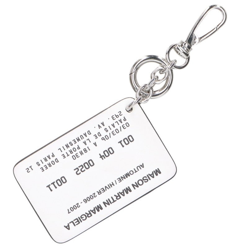Maison Margiela Card Design 4-Stitch Leather Keyring Wht/Blk