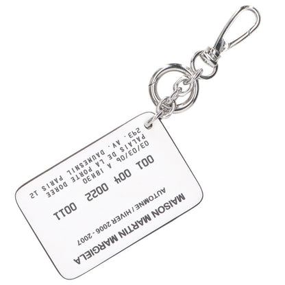Maison Margiela Card Design 4-Stitch Leather Keyring Wht/Blk