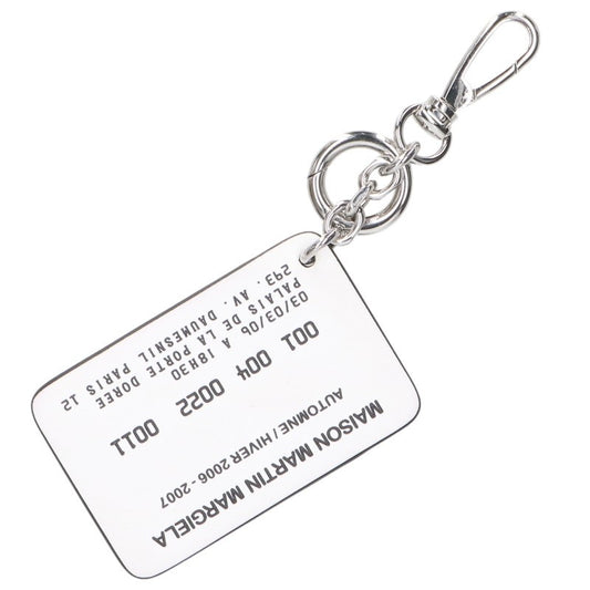 Maison Margiela Card Design 4-Stitch Leather Keyring Wht/Blk