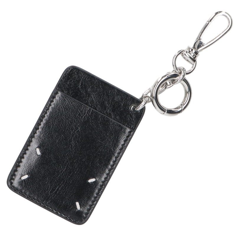 Maison Margiela Card Design 4-Stitch Leather Keyring Wht/Blk