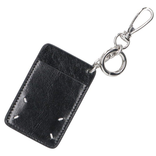 Maison Margiela Card Design 4-Stitch Leather Keyring Wht/Blk