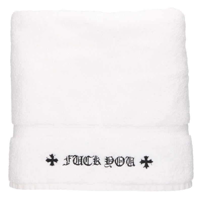 Chrome Hearts Logo Design Cotton Beach Towel White