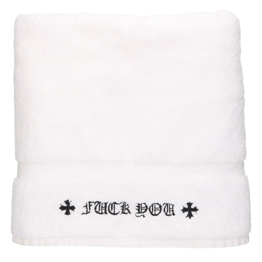 Chrome Hearts Logo Design Cotton Beach Towel White