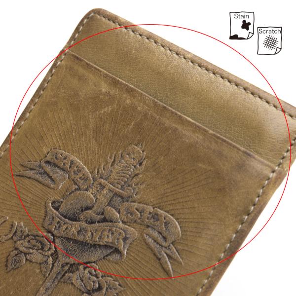 Jean Paul GAULTIER Tattoo Embossed Leather Card Holder Beige