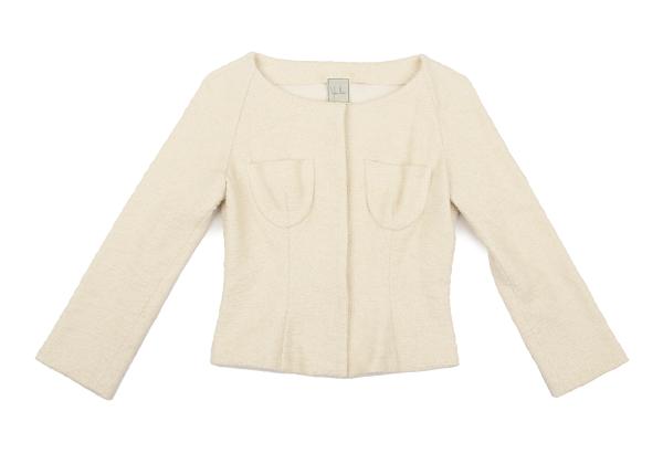 Sybilla Cotton Blend Stretch Tweed Jacket Beige Size M