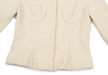 Sybilla Cotton Blend Stretch Tweed Jacket Beige Size M