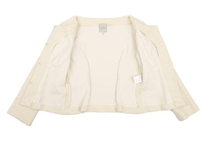 Sybilla Cotton Blend Stretch Tweed Jacket Beige Size M