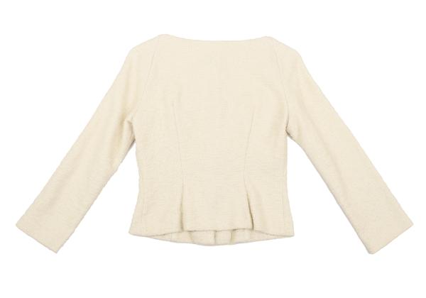 Sybilla Cotton Blend Stretch Tweed Jacket Beige Size M