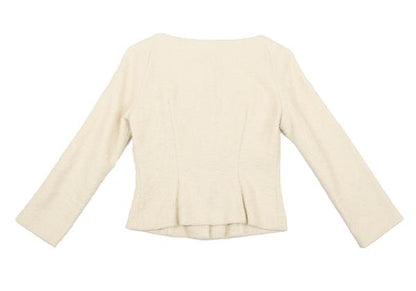 Sybilla Cotton Blend Stretch Tweed Jacket Beige Size M