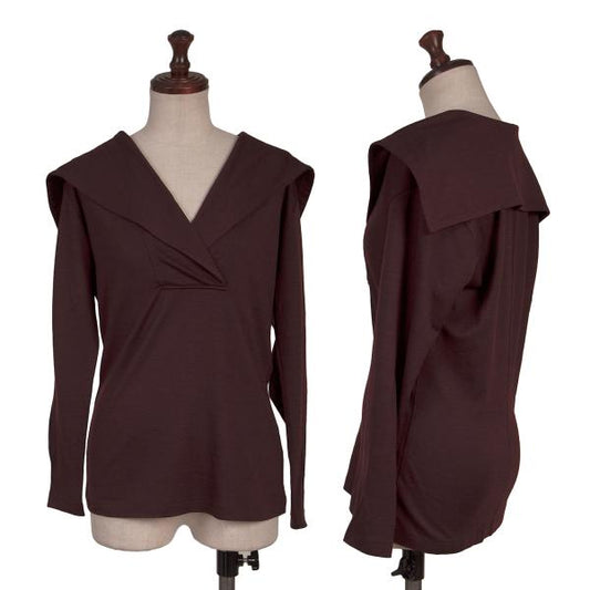 KENZO Sailor Collar Wool Knit Top Wine Red Size M