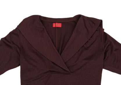 KENZO Sailor Collar Wool Knit Top Wine Red Size M