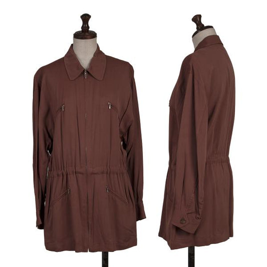 KENZO Rayon Blend Zip Pocket Jacket Wine Size 38