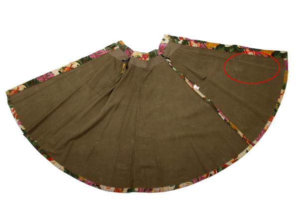 KENZO Floral Corduroy Front Button Wrap Green Multi Skirt Size S