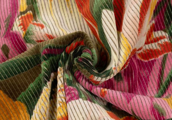 KENZO Floral Corduroy Front Button Wrap Green Multi Skirt Size S