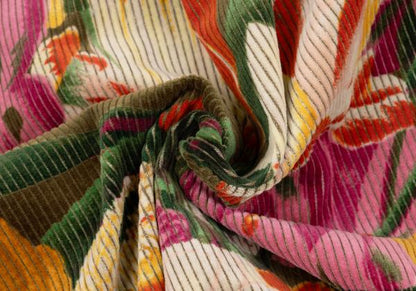 KENZO Floral Corduroy Front Button Wrap Green Multi Skirt Size S