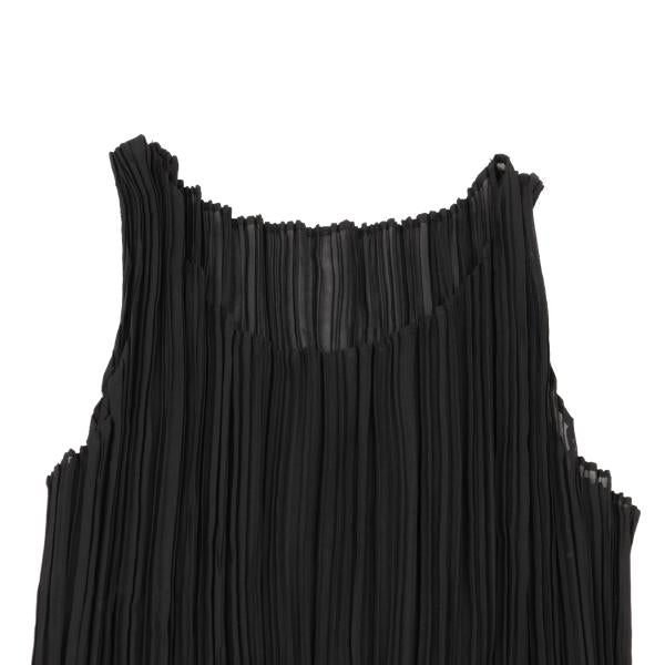 ISSEY MIYAKE Pleated Hem Sleeveless Dress Black Size M