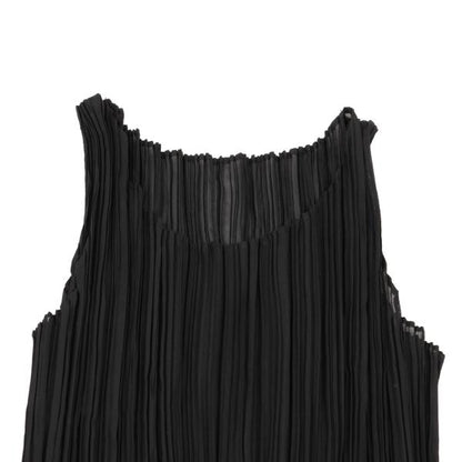 ISSEY MIYAKE Pleated Hem Sleeveless Dress Black Size M