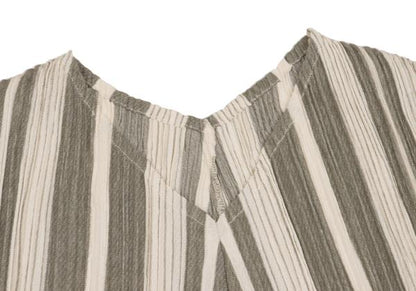 PLEATS PLEASE Crinkle Pleat Striped Blouse Beige Size 3